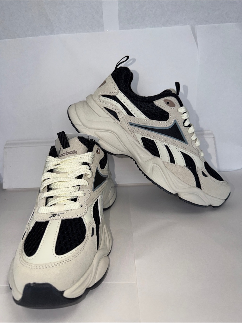 Reebok Men's Chunky Trainer Sneakers - White, Black & Beige